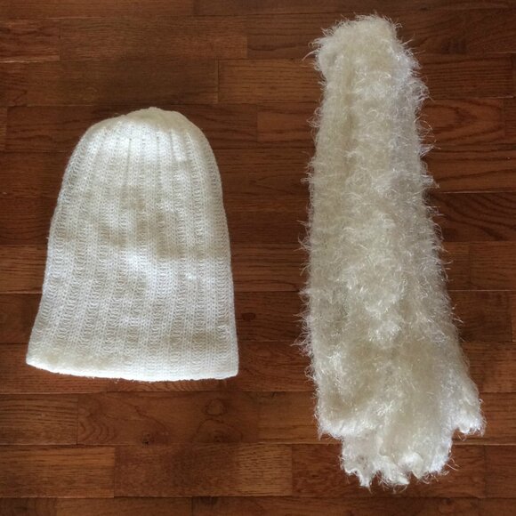 White Scarf Hat Womens Headwraps Winter Cold Weather Toque Ski Sports Wear - Picture 2 of 5